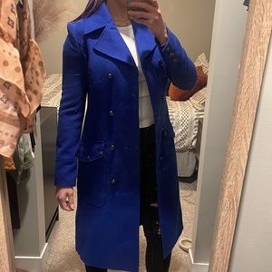Free People Royal Blue long statement Pea Coat size 8 (fits like a small)